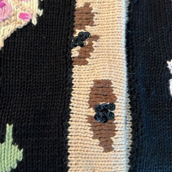 Vintage Storybook Knits Leopard in the Garden Floral Theme Sweater - Picture 9 of 14